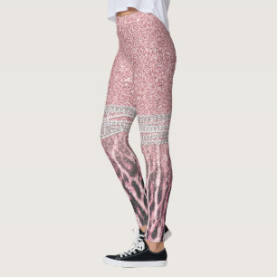 Chic Girly Pink Leopard animal print Glitter Afbee Leggings