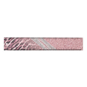 Chic Girly Pink Leopard animal print Glitter Afbee Lineaal