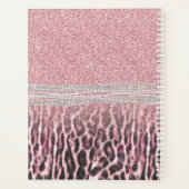 Chic Girly Pink Leopard animal print Glitter Afbee Planner (Achterkant)