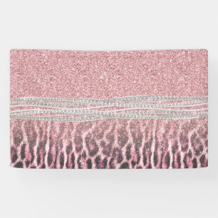 Chic Girly Pink Leopard animal print Glitter Afbee Spandoek