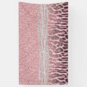 Chic Girly Pink Leopard animal print Glitter Afbee Spandoek (Verticaal)