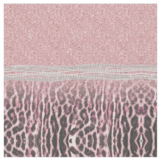 Chic Girly Pink Leopard animal print Glitter Afbee Stof (Close Up)