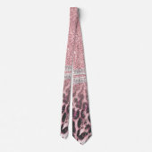 Chic Girly Pink Leopard animal print Glitter Afbee Stropdas (Achterkant)