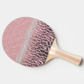 Chic Girly Pink Leopard animal print Glitter Afbee Tafeltennisbatje (Zijkant)