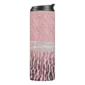 Chic Girly Pink Leopard animal print Glitter Afbee Thermosbeker (Gedraaid links)