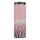 Chic Girly Pink Leopard animal print Glitter Afbee Thermosbeker (Achterkant)
