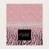 Chic Girly Pink Leopard animal print Glitter Afbee Visitekaartje (Buitenkant ongevouwen)