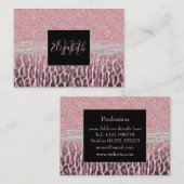 Chic Girly Pink Leopard animal print Glitter Afbee Visitekaartje (Voorkant / Achterkant)