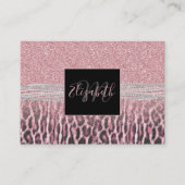 Chic Girly Pink Leopard animal print Glitter Afbee Visitekaartje (Voorkant)