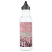 Chic Girly Pink Leopard animal print Glitter Afbee Waterfles (Rechts)