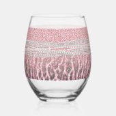 Chic Girly Pink Leopard animal print Glitter Afbee Wijnglas Zonder Voet (Voorkant)