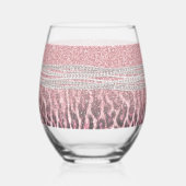 Chic Girly Pink Leopard animal print Glitter Afbee Wijnglas Zonder Voet (Achterkant)
