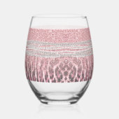 Chic Girly Pink Leopard animal print Glitter Afbee Wijnglas Zonder Voet (Links)