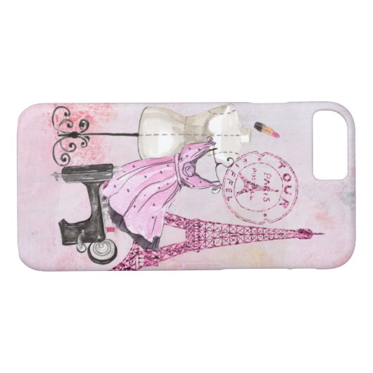 Chic Girly Pink Paris Mode iPhone Case-Mate iPhone Case (Achterkant (Horizontaal))