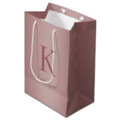 Chic Girly Pink Rose Gold Monogram Naam Medium Cadeauzakje (Voorkant Gekanteld)