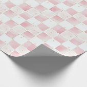 Chic Girly Pink Squares Verjaardag Cadeaupapier (Hoek)