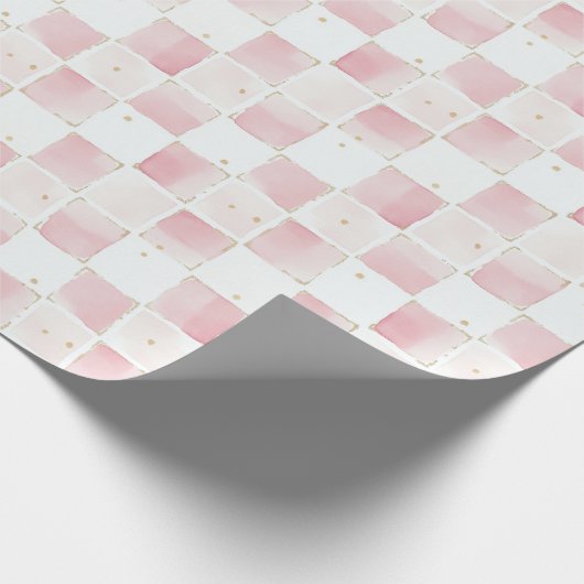 Chic Girly Pink Squares Verjaardag Cadeaupapier (Hoek)