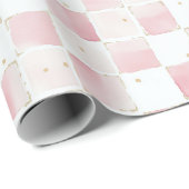 Chic Girly Pink Squares Verjaardag Cadeaupapier (Rol Hoek)