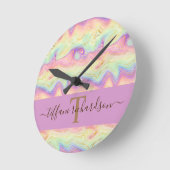 Chic Girly Rainbow Gold Agate Geode Ronde Klok (Hoek)