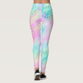 Chic Girly Rainbow Shimmer Leopard Print Leggings (Achterkant)