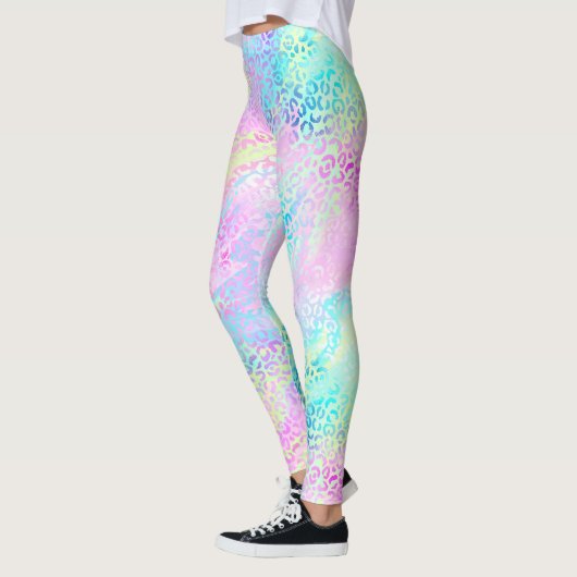 Chic Girly Rainbow Shimmer Leopard Print Leggings (Links)