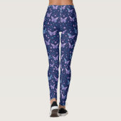 Chic Girly Romantisch Blauw Paarse Vlinderpatroon Leggings (Achterkant)