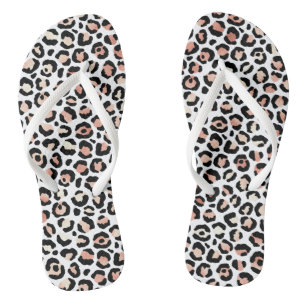 Chic Girly Roos Gold Leopard Print Teenslippers