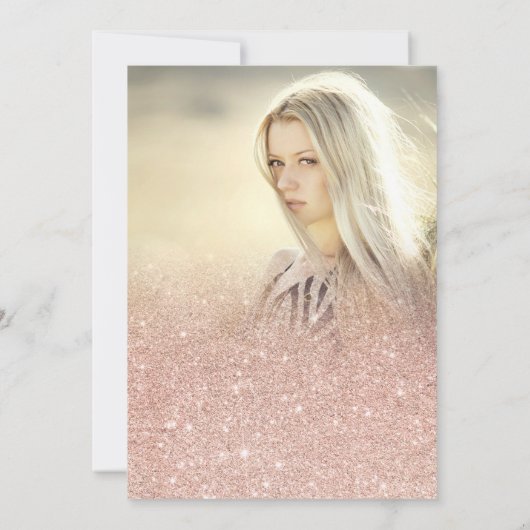 Chic girly roos goud glitter ombre foto Sweet 16 Kaart (Achterkant)