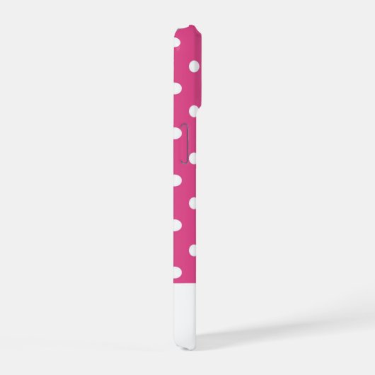 Chic Girly Roze en Witte Polka Dots iPhone 15 Case (Rechterkant)