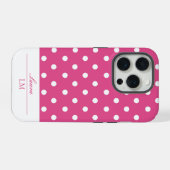 Chic Girly Roze en Witte Polka Dots Tough iPhone Hoesje (Achterkant horizontaal)