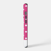 Chic Girly Roze en Witte Polka Dots Tough iPhone Hoesje (Linkerkant)