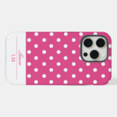 Chic Girly Roze en Witte Polka Dots Tough iPhone Hoesje (Achterkant horizontaal)