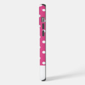 Chic Girly Roze en Witte Polka Dots Tough iPhone Hoesje (Linkerkant)