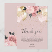 Chic Girly Roze & Gouden Verjaardag Bedankkaart (Voorkant / Achterkant)