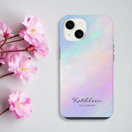 Chic Girly Roze Monogram iPhone 13 Pro Hoesje