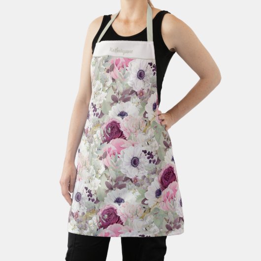  Chic Girly Roze Waterverf Bloemen Schort (Insitu)