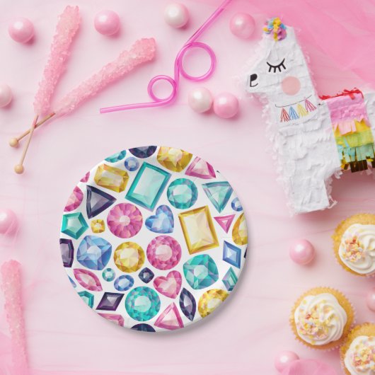 Chic Girly Shiny Diamond Gemstone Papieren Bordje (Feest)