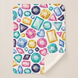 Chic Girly Shiny Diamond Gemstone Sherpa Deken