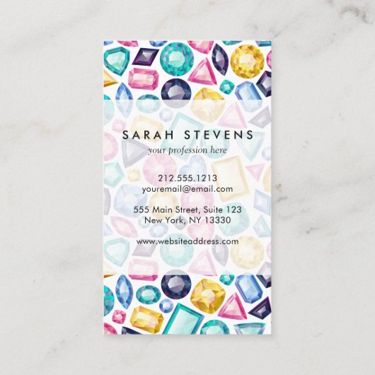 Chic Girly Shiny Diamond Gemstone Visitekaartje (Achterkant)