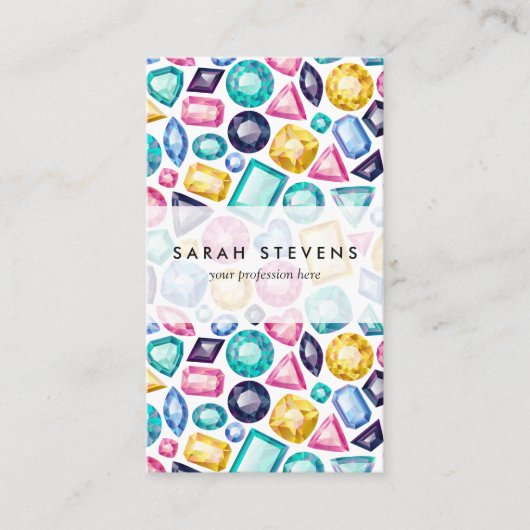 Chic Girly Shiny Diamond Gemstone Visitekaartje (Voorkant)
