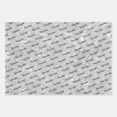 Chic girly Silver glitter black turquoise monogram Inpakpapier Vel (Voorkant 3)