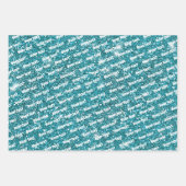 Chic girly Silver glitter black turquoise monogram Inpakpapier Vel (Voorkant 2)