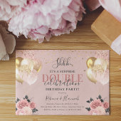 Chic Girly Surprise Double Birthday Party Kaart