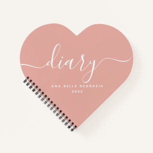Chic Girly Trendy Modern Blush Pink Heart Diary Notitieboek