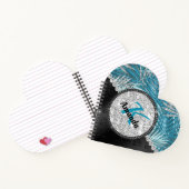 Chic girly turquoise aqua glitter leaves monogram notitieboek (Binnen)