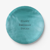 Chic Glam Aqua Turquoise Blue Verjaardag Papieren Bordje (Voorkant)