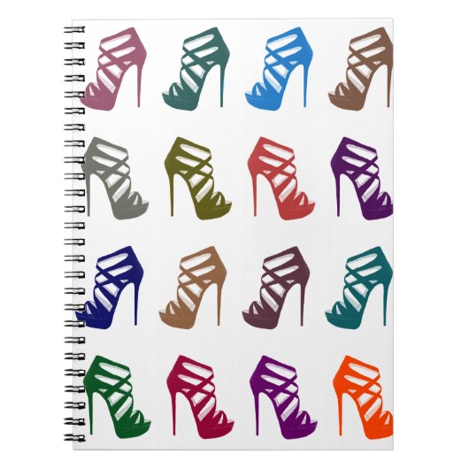 Chic Glam Colorful High Heels Shoe Custom Notebook Notitieboek (Voorkant)