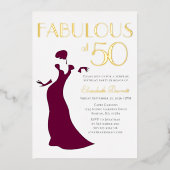 Chic Glam Fabulous, 50 dagen gestreept goud Folie Uitnodiging (Voorkant)