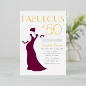 Chic Glam Fabulous, 50 dagen gestreept goud Folie Uitnodiging (Staand Voorkant)