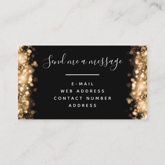 Chic Glam Gold Black Sparkle Lights Visitekaartje (Achterkant)